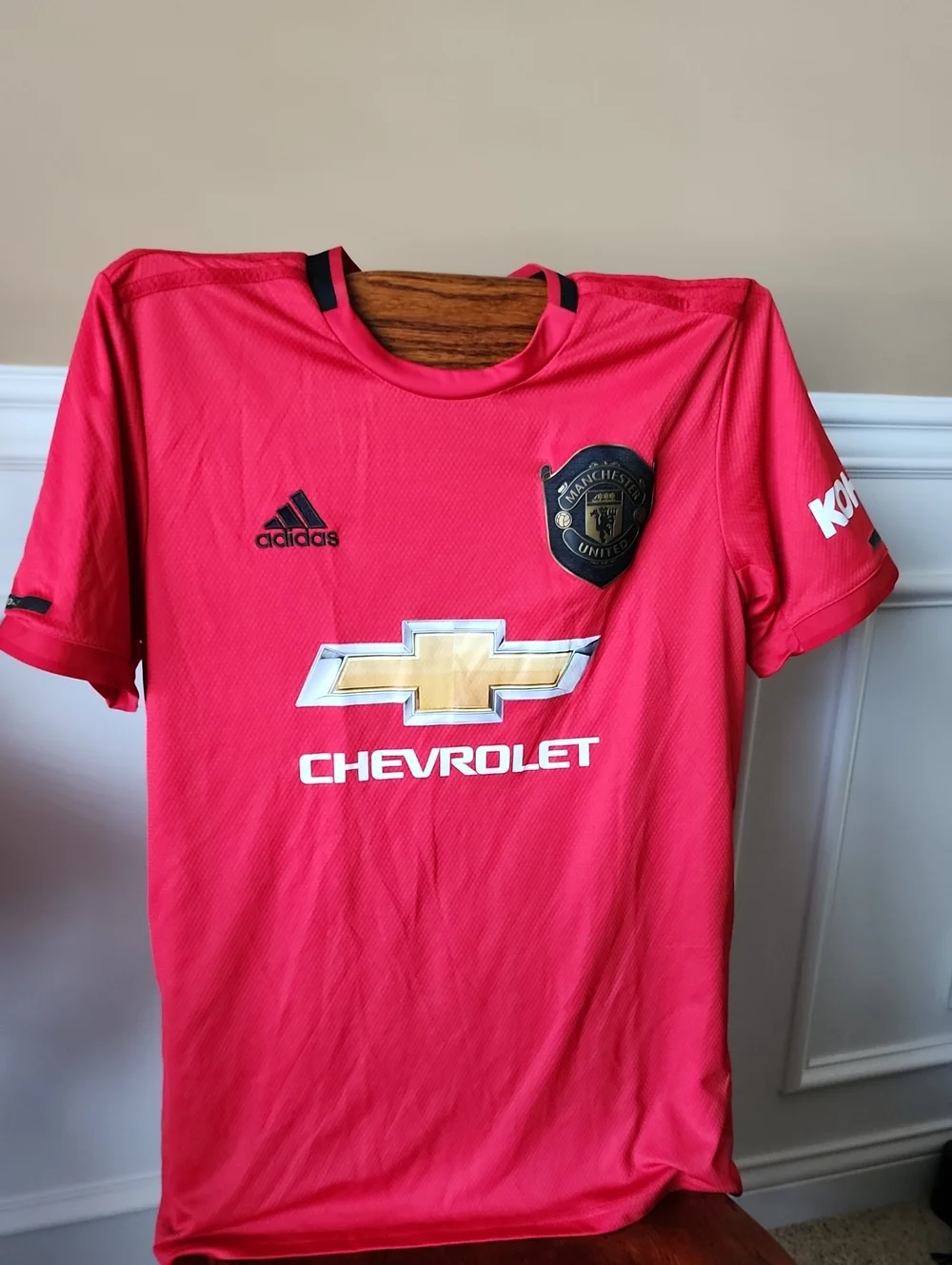 adidas Red Manchester United Soccer Jersey with Chevrolet Logo Adult Medium